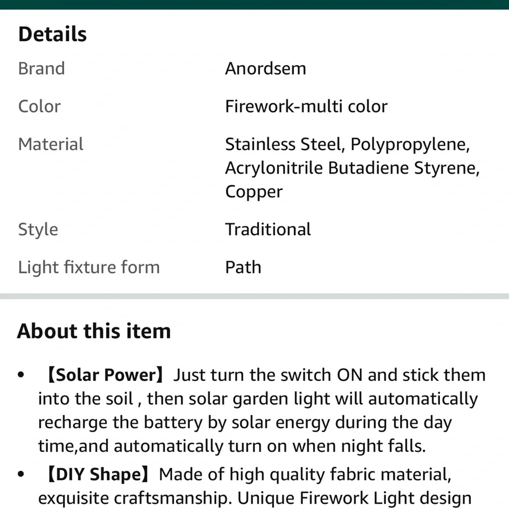 Anordsem Solar Garden Lights/Solar Fireworks Lights-Waterproof IP65-2-Pack - Picture 12 of 14